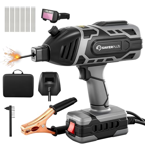 Sakerplus Portable Welding Machine, 110V IGBT Inverter Handheld Welder, ARC Portable Welder with 5 Variable Current Adjustment, 25 Pcs 3/32
