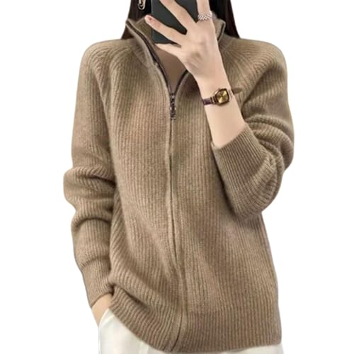 Womens 100 Merino Wool Zip Up Turtleneck 2025 Fall Winter Warm Long Sleeve Knit Cardigan with Coat