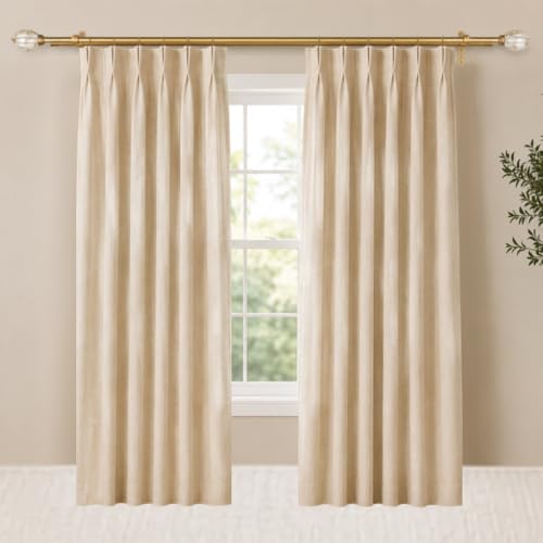 Image of 84 inch-144 inch Adjustable Double Curtain Rod For Door & Windows With Brackets Set Curtains Hanging Extendable Iron Metal Pipe Holder With Tusky Bone Finial (Black, 0.75 inch Diameter)