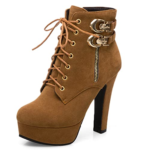 Bottines à lacets femme hiver talon haut plateforme contre le froid urbain