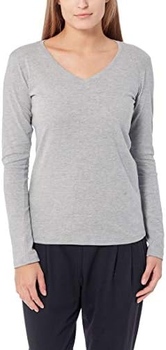 Berydale Damska koszulka z długim rękawem, 100% bawełna, dekolt w serek V-Neck (3 szt.)