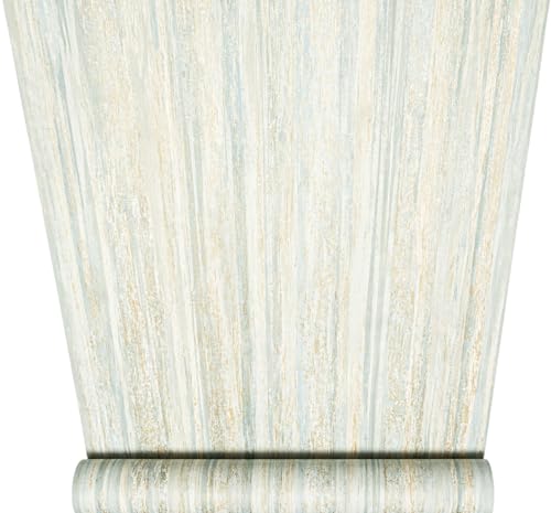 SOPHIE LAURENCE Duck Egg Stripe Wallpaper Textured Gold Metallic Shimmer Paste Wall Free Match