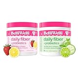 Belli Welli Daily Fiber Supplement Duo - Strawberry Lemonade & Cucumber Lime Mint - with Collagen, Probiotics & Electrolytes - Refreshing Flavors for Balanced Wellness - 32 Total Servings