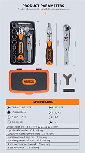 Ratelschroevendraaier 38 in 1 Set Precisie Schroef Bits Universele Spanner Rotatie Handvat Huishoudelijke DIY Reparatie Handgereedschap Kits - Afbeelding 4