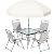 Amopatio Patio Dining Set for 4, Outdoor Table and Chairs with Umbrella, 4 Folding Dining Chairs & Glass Table for Lawn, Deck, Garden, Backyard, Deck, Patio Furniture Set, Grey