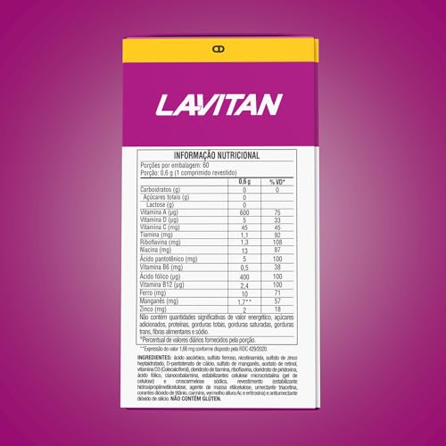 LAVITAN Suplemento Vitamínico - Mineral A-Z Para Mulher Rosa Lavitan 60 Cápsulas
