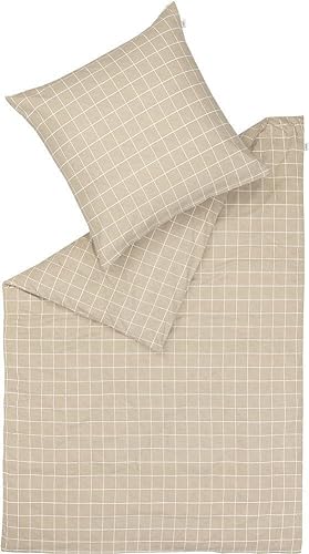 Schöner Wohnen Bettwäsche 200 x 200 cm Beige - 3 teiliges Bettwäsche Set enthält: 1 Bettbezug und 2 Kopfkissen 80 x 80 cm