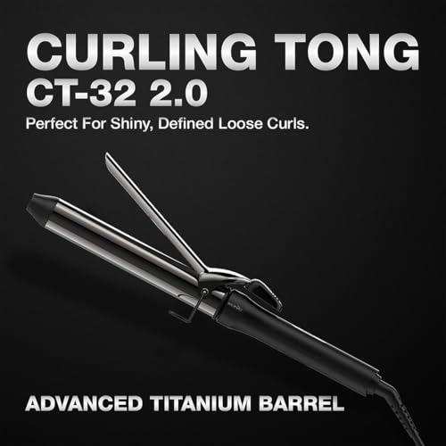 Image of IKONIC CT32mm Curling Tong, Black Hair Curler for Bouncy Tight and Loose Curls, Professional Curling Iron for Salon Finish Long Lasting Curly Hair 8inch Titanium Barrel