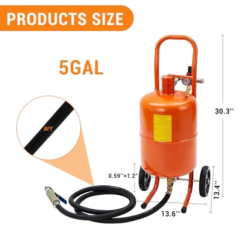 5 Gallon Sandblaster, 60-110 Psi Pressure Air Sand Blasting Kit, Portable Abrasive Blaster with 4 Ceramic Nozzles & Oil-Water Separator for Paint, Stain, Rust Removal