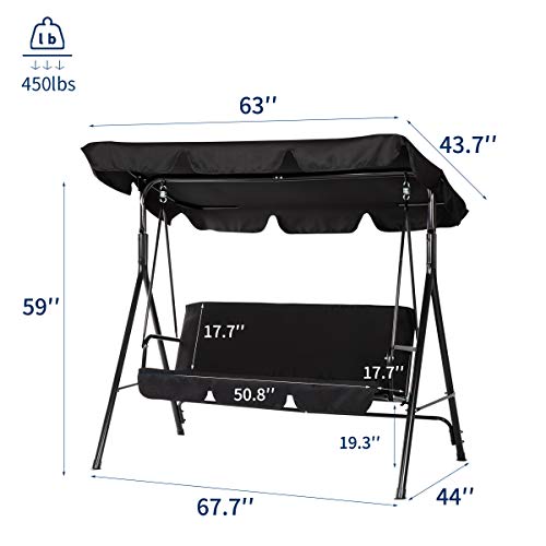 image for Esright Outdoor Patio Swing Chair, Cnopy Swing with Removable Cushion 
