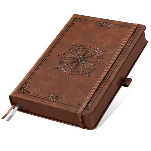 AUTEMPO Notizbuch A5 Liniert, PU Leder Hardcover Tagebuch für Erwachsene, 320 Seiten Dickes journal, 100 gsm Tagebuch(14.5 x 21 cm), Innentasche, Geeignet für Männer und Frauen, Braun