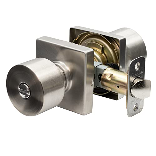 Copper Creek Metro Privacy Function Square Rosette Door Knob In Satin Stainles #TOP17