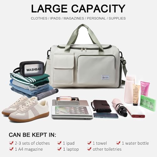 Image of Small Gym Bag for Women, Travel Duffle Bag Carry On Weekender Bag with Shoe Compartment
