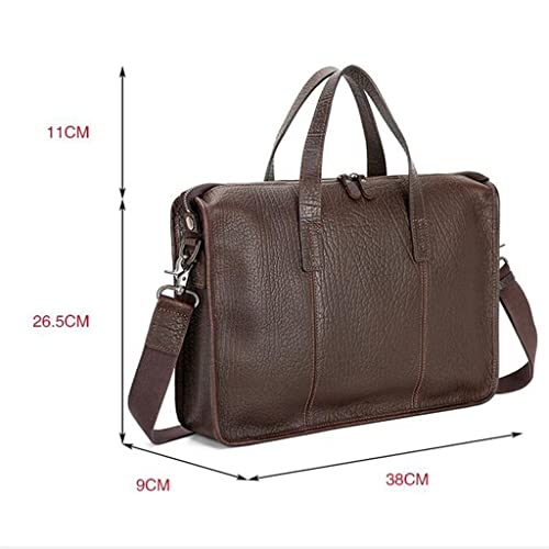 Men's Bag Leather Men's Handbag Layer Cowhide Computer Business Briefcase Single Shoulder Crossbody (D)2