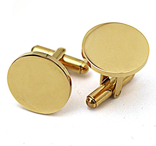 Couya Stainless Steel 18K Gold Plated Round Cufflinks For Men's Shirt Wedding Business #TOP1