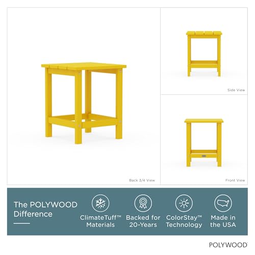 Image of POLYWOOD ECT18LE Long Island 18 inch Side Table, Lemon