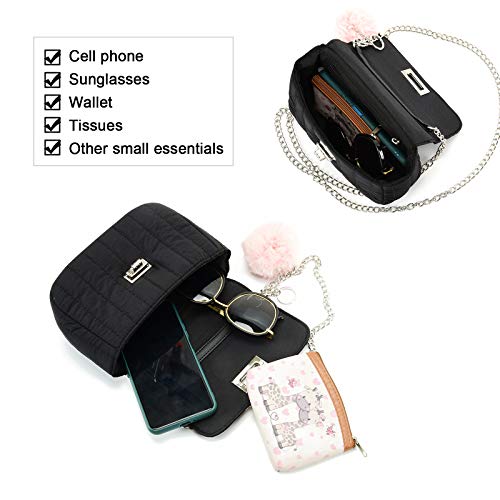 JSTRIVE Cute Purses for Teen Girls Gifts, Small Purse and Quilted Crossbody Bags for Women with Chain, Nylon4