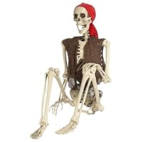 Halloween Skeleton Decoration – ABS Cloth 40cm | Pirate Full Body Skeleton Prop | Realistic Fake Corpse Skeletonn Stand For Haunted House Indoor Outdoor Party Scene And Spooky Holiday Home Display