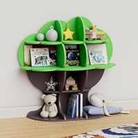 Hironpal Tree Kids Bookshelf Toddler Bookcase Children Green Book Shelf Toy Storage Organizer Forest Wood Display Rack for Nursery Playroom Bedroom Classroom Boy Girl