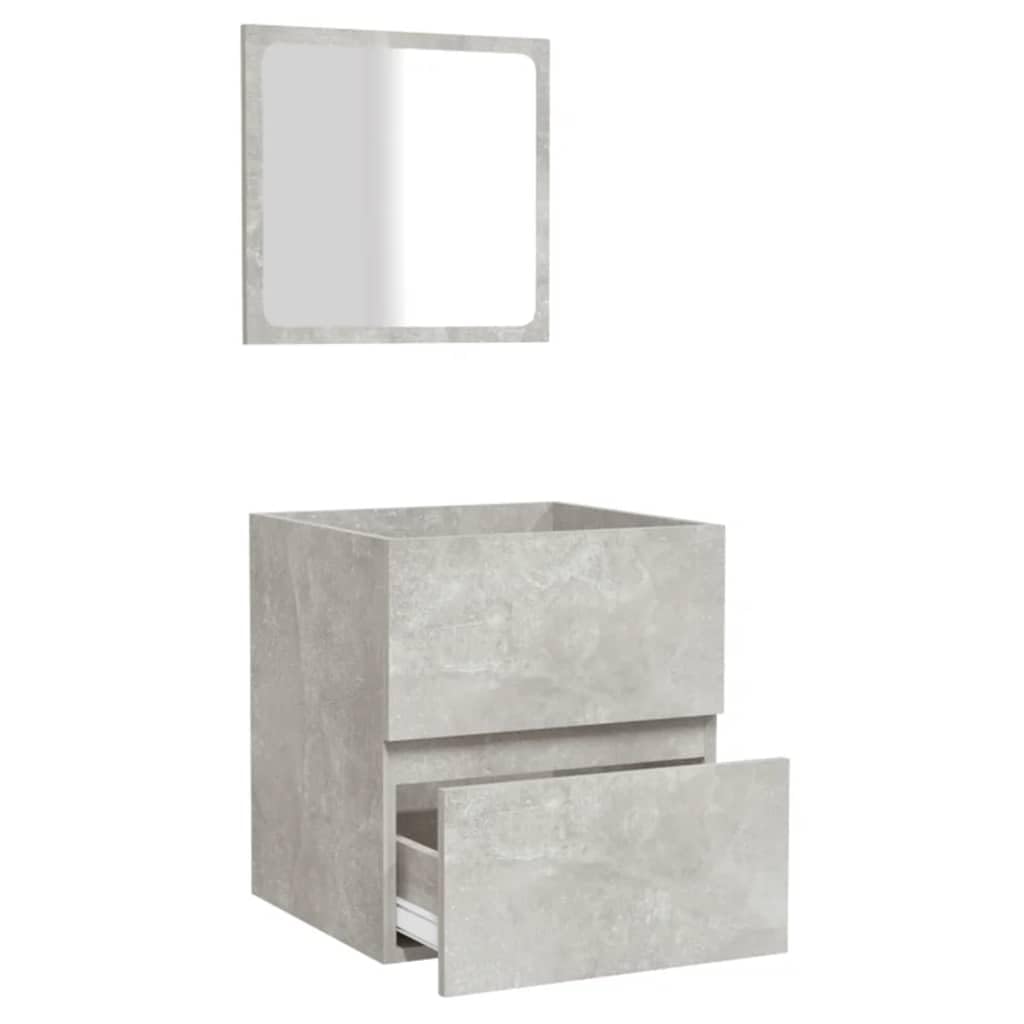 Armario de baño con espejo, color gris hormigón, de madera, para montar en la pared, con cajón para mucho espacio de almacenamiento, armario de almacenamiento para debajo del lavabo para