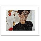 9x7 '' EGON SCHIELE SELF PORTRAIT OLD MASTER PAINTING FRAMED ART PRINT F97X305