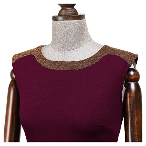 Aisize Women's 50S Vintage Sleeveless Contrast Tape Cocktail Party Pencil Dress Small Q-Burgundy #TOP3