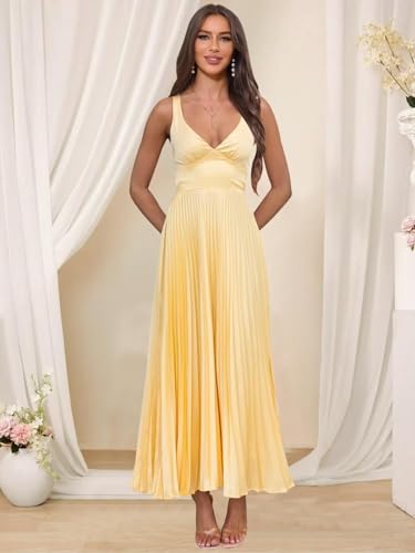 Tea Length Pleated Bridesmaid Dresses for Wedding Spaghetti Strap Prom Gown Satin Long Maxi Formal Dress 20252