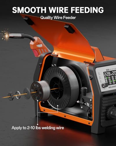 Image of HITBOX Aluminum MIG Welder Welding Machine, 200A 110V 220V Gas & Gasless MIG Welder Machine, 7 in 1 Multi Process Welding Machine with MIG /Stick /Lift TIG /Spot /Spool Gun
