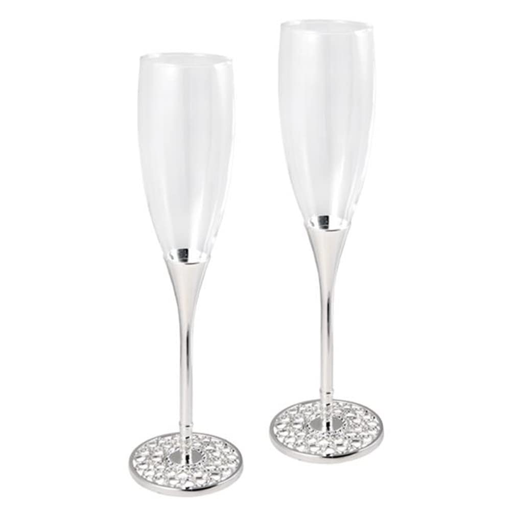 Set 2 copas cava 26 cm. lisas pie detalle corazones