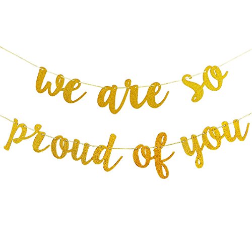 We Are So Proud of You Banner Gold, Congratulations Graduation Banner Gold 2024 Graduation Banner Decorations for Gold College Graduation Party Decorations 2024
