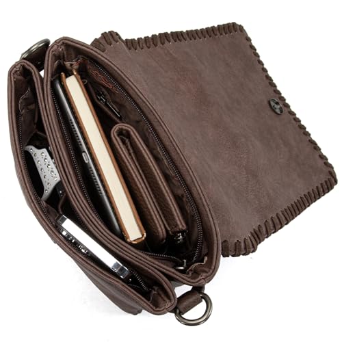 Image of Montana West Crossbody Bags for Women with Dual Compartments Western Cross Body Purse with Leopard Print Guitar Strap