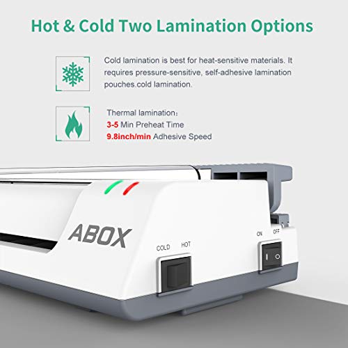 ABOX Laminator, 13 Inch Thermal Laminator Machine OL381 for A3/A4/A6, with Paper Cutter, Corner Rounder, 16 Laminating Pouches - Thumbnail 3