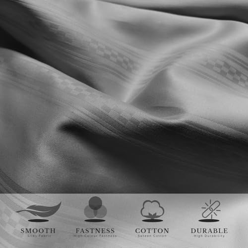 Image of Sassoon Artemis Italian Jacquard Weave Sateen Cotton Bedsheet - 400 TC, Cotton, Stripe Design, King Size (108 x 108 inches), Color: Pebble, Soft, Breathable, - 1 Bedsheet + 2 Pillow Covers