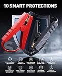 9-in-1 5000A 150PSI Démarreur de saut de batterie de voiture avec Air Compresseur (tous Gas/9L Diesel), Batterie Portable Booster Pack, Démarreur Safe Durable de Voiture Jumper avec Câbles de Jumper Extended, Gants, Lumière