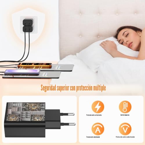 Cargador USB C rápido para Samsung Galaxy S26 Ultra y Note con 2 cables tipo C 4