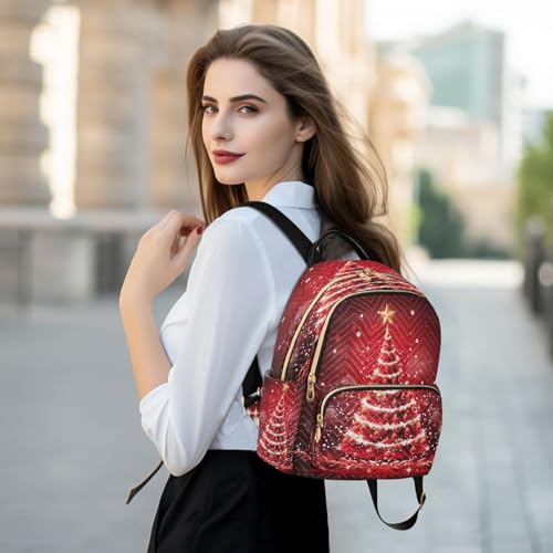Image of ALAZA Beautiful Christmas Tree Red Women Backpack Purse Ladies Fashion Shoulder Bag Daypack Travel Bag 7.5L