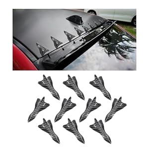 GLSOWEE 10PCS Car Diffuser Shark Fin Kit, Cool Carbon Fiber Roof Spoiler