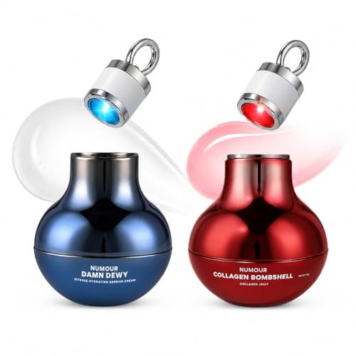 Image of Numour Hydration & Collagen Bundle | India's 1st Smart Jars with Red & Blue LED Therapy | 7% Hyaluronic Acid, Sonic Massage, Korean Collagen | Deep Hydration, Firming & Anti-Aging | All skin types