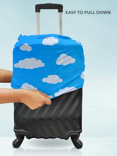 Image of Cortina Eco-Friendly Abstract Print Luggage Protective Cover|Large|Fits 26-30 Inch Luggage|Polyester-Spandex|72cm (28 inches)|Travel Suitcase Protectors|Anti Scratch|Pack of 1|Blue 3
