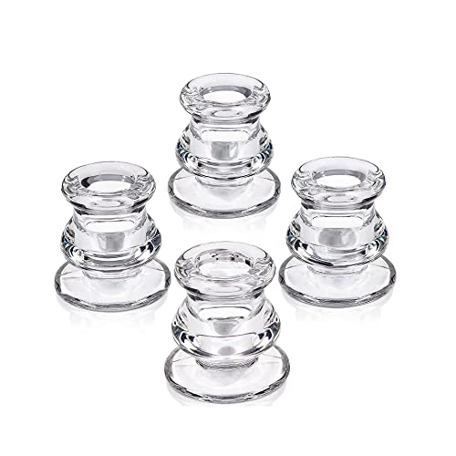 Nayoroom Kerzenständer Glas für Heimat Wohnzimmer Tisch Deko 4 Stück Kerzenhalter Klarglas Modern Hochzeit Dekoration Cover
