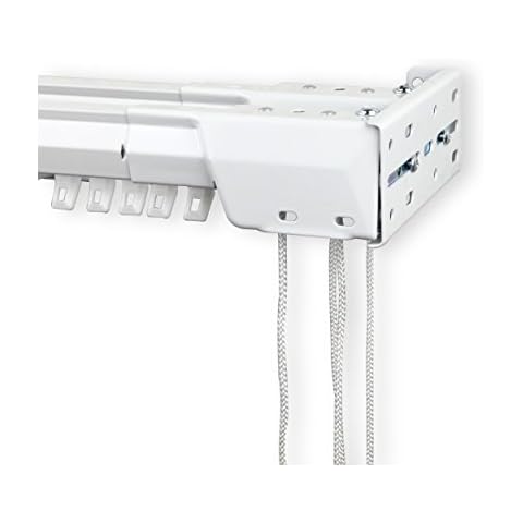 Heavy Duty Double Traverse Rod Center Open 84-156 inch White Cover