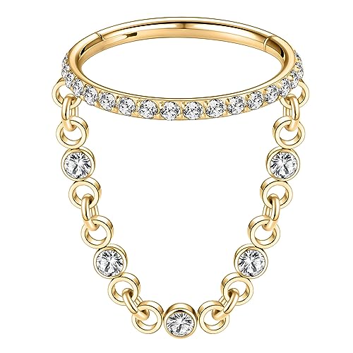 AROWRO Helix Rook Earrings Double Open Stack Sleeper Earring 316L Surgical Steel 16G 7mm 8mm 10mm CZ Daith Cartilage Tragus Piercing Jewelry Septum Clicker