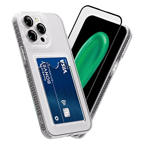 SharkProten Hülle für iPhone 14 Handyhülle mit Kartenfach Kameraschutz Transparent TPU Anti-Gelb & Kratzfest Schutzhülle Weich Stoßfest Bumper Case Cover 6.1
