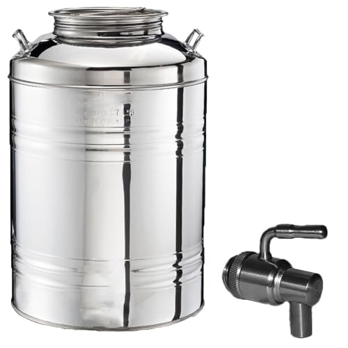 Fût à huile de 50 litres Jar avec robinet damigiana bidon en acier inoxydable 18/10 récipient à vin miel eau