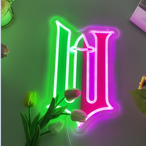 Image of Whimsical W Cartoon Neon Sign for Wall Decor, Dimmable LED Light with Fairy Tale Inspired Witch Hat Design, USB Powered Acrylic Neon Art for Bedroom, Vanity Area, Game Room, Bar, Cafe or Gift