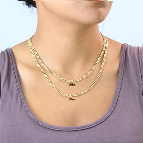 Nuragold 14k Real Yellow Gold Miami Cuban Link 4mm Chain Necklace (16"-30") Italian Jewelry for Men & Women3