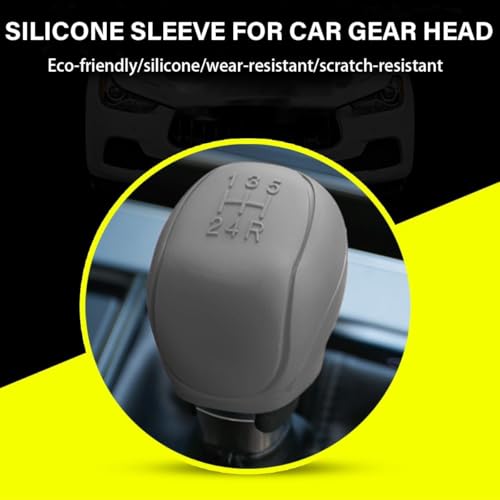 Image of AutoBizarre Car Interior Decoration Anti-Slip Scratch-Resistant 5 Speed Gear Shift Knob Rubber Silicone Cover for All Cars, Vans & Trucks (Grey)