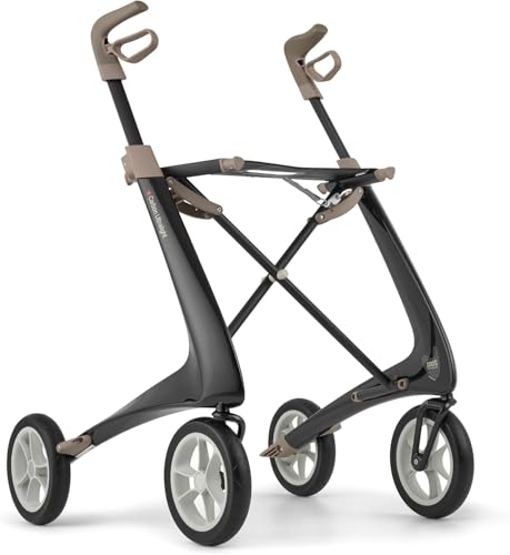 Image of byACRE Carbon Ultralight Rollator Walker, 10.6 lbs, Black, Regular Track