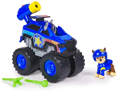 Paw Patrol - Pat Patrouille - Véhicule Figurine Chase Rescue Wheels - Voiture Figurine À Collectionner - 2 Projectiles - Tout-Terrain - Pat Patrouille Jouet - Voiture...