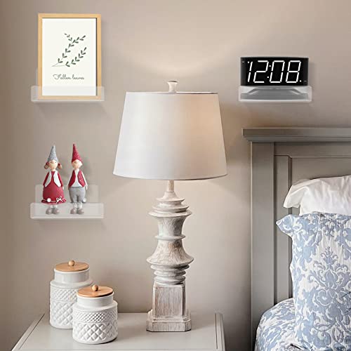 Image of 3 Pack Small Floating Acrylic Shelves Transparent Mini Wall Shelves for Storage 4 Inch Small Picture Edge Shelves with Two Types of Installation - Glue & Drilling